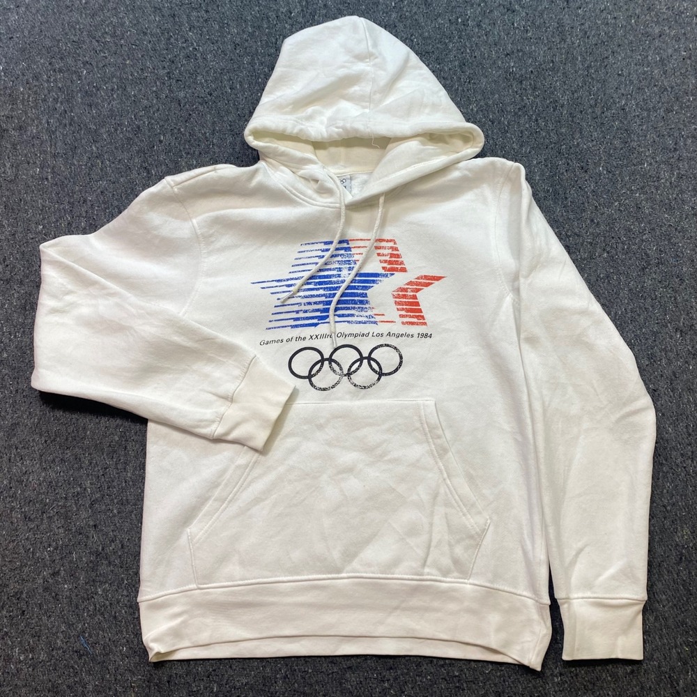 Heritage Los Angeles 1984 Olympic Games Hoodie Sz S Mens White Retro Skater Star